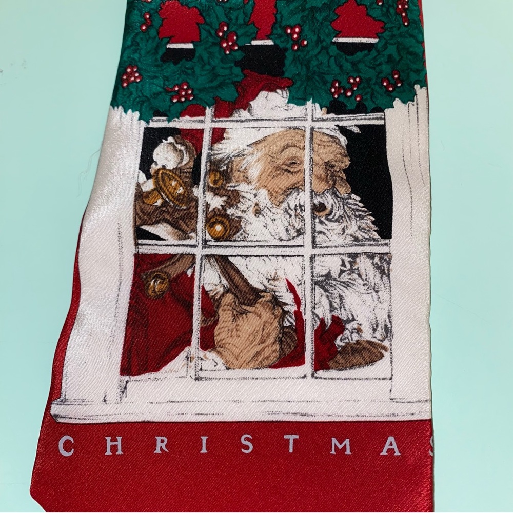 Vintage Saturday Evening Post Santa Silk Tie Christmas Canada Ugly Christmas Tie View 2